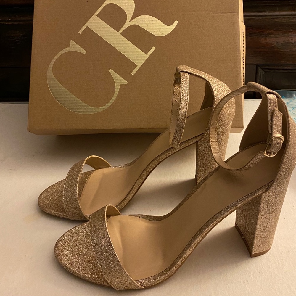 Charlotte Russe Glitter Open-Toe Block Heel Sandel